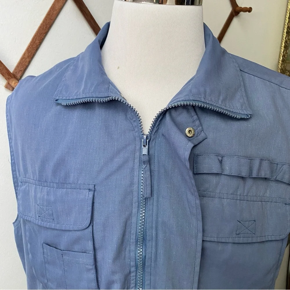 Vintage 90s Hunting Fishing Blue Utility Vest Large